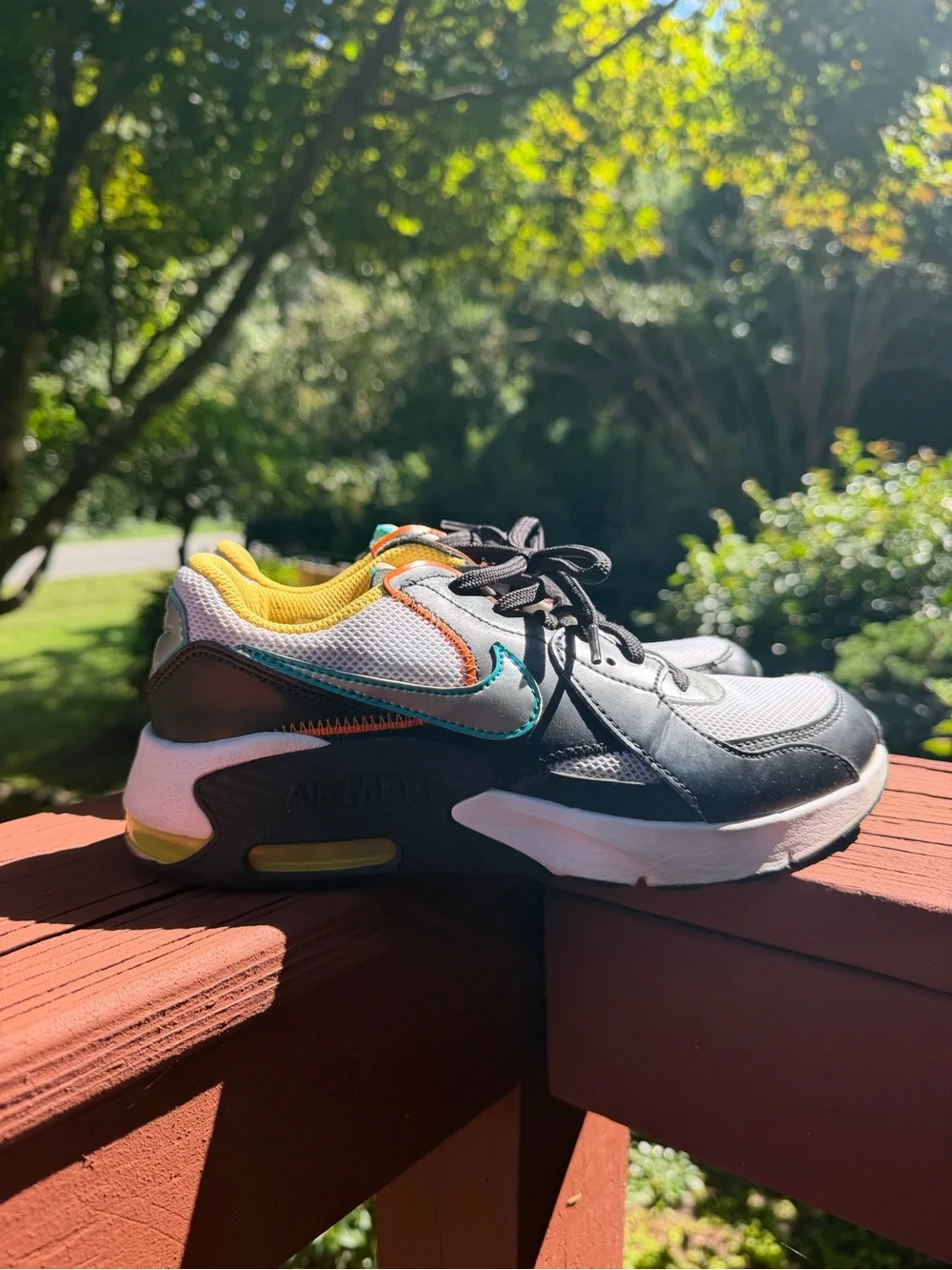 Nike Kids Air Max Sneakers in White, Black, Yellow and Teal